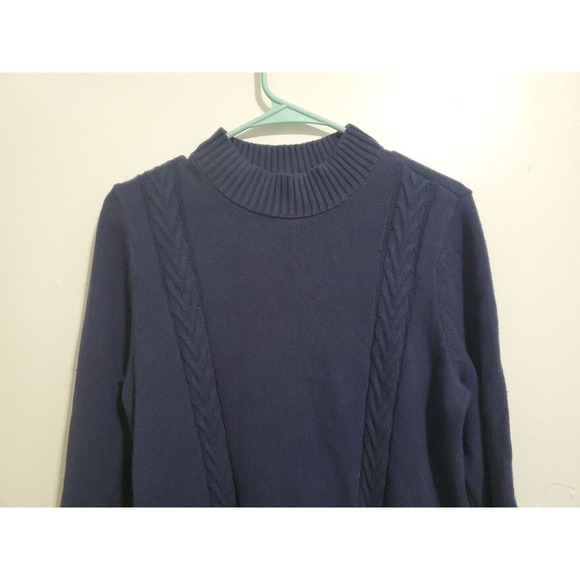 Karen Scott Mock Neck Long Sleeve Tight Knit Blue Sweater Size M - Picture 2 of 4